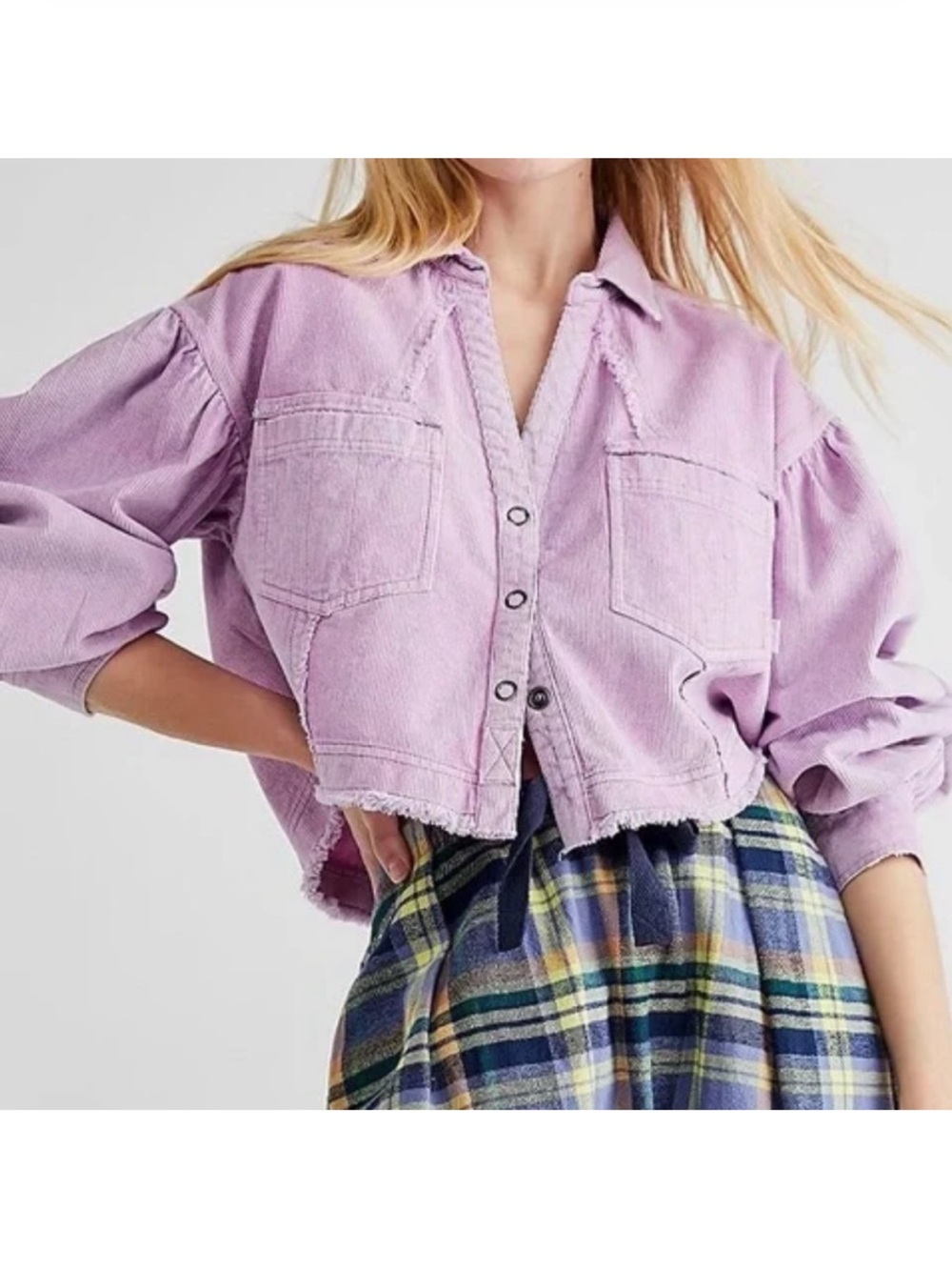 We The Free Lavender Corduroy Cropped Jacket